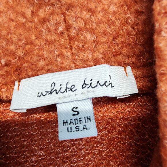 White Birch Mock Neck Cutout Sweater Size S Burnt Orange Balloon Sleeve Autumn - Picture 10 of 10